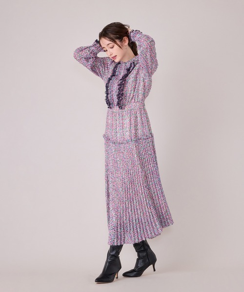 Audie a Muses(オーディアミューズ)の「ファンシーツィードプリントプリーツワンピース(ワンピース・レディース・イエロー/ピンク・38/42)」の20枚目の写真
