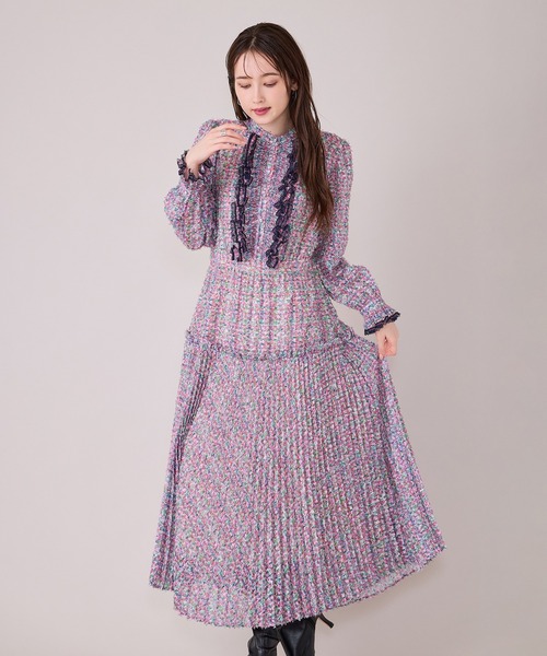Audie a Muses(オーディアミューズ)の「ファンシーツィードプリントプリーツワンピース(ワンピース・レディース・イエロー/ピンク・38/42)」の21枚目の写真