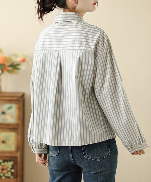 ONEP STAR(ワンピスター)の「ゴールドボタン付きストライプ長袖シャツ(シャツ/ブラウス・レディース・ストライプ・MEDIUM/LARGE/X-LARGE)」の9枚目の写真