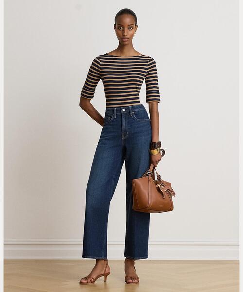 LAUREN RALPH LAUREN（ローレン ラルフ ローレン）の「ストライプド ストレッチ コットン ボートネック Tシャツ（Tシャツ/カットソー・レディース・ネイビー系1・L/M/S）」の8枚目の写真