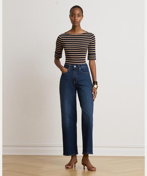 LAUREN RALPH LAUREN（ローレン ラルフ ローレン）の「ストライプド ストレッチ コットン ボートネック Tシャツ（Tシャツ/カットソー・レディース・ネイビー系1・L/M/S）」の5枚目の写真