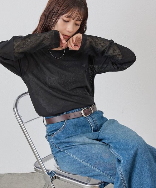 DISCOAT（ディスコート）の「【WEB限定】レース切替シアープルオーバー（Tシャツ/カットソー・レディース・ホワイト/ブラック/ブラウン・FREE）」の13枚目の写真