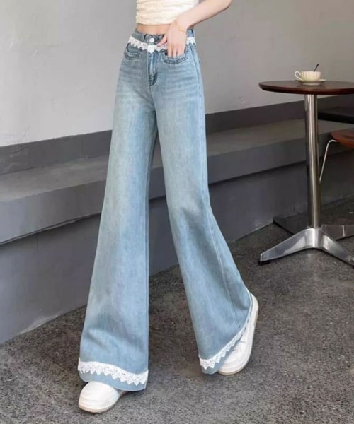 center i(センターアイ)の「レーストリム ハイウエスト フレアデニムパンツ(デニムパンツ・レディース・サックスブルー・S/M)」の9枚目の写真