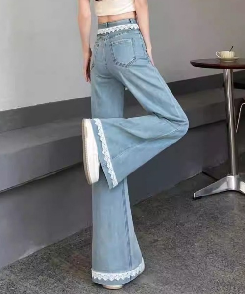 center i(センターアイ)の「レーストリム ハイウエスト フレアデニムパンツ(デニムパンツ・レディース・サックスブルー・S/M)」の8枚目の写真