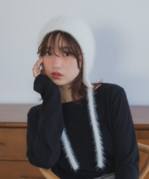 polcadot（ポルカドット）の「ラメ入りライクアンゴラ ボンネット／バーブーシュカ（ニットキャップ/ビーニー）」