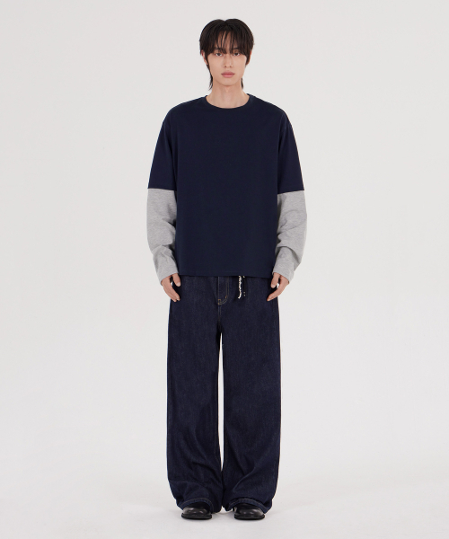 GLW（ジーエルダブリュ）の「[ユニセックス] レイヤードツートンロングスリーブT ネイビー（Tシャツ/カットソー・メンズ・その他・SMALL/MEDIUM/LARGE/X-LARGE）」の3枚目の写真