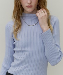 Random Rib Bottle Neck Knit Tops / ランダムリブボトルネックトップス