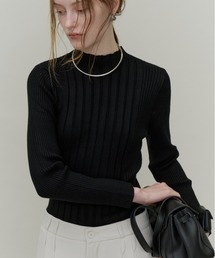 Random Rib Bottle Neck Knit Tops / ランダムリブボトルネックトップス