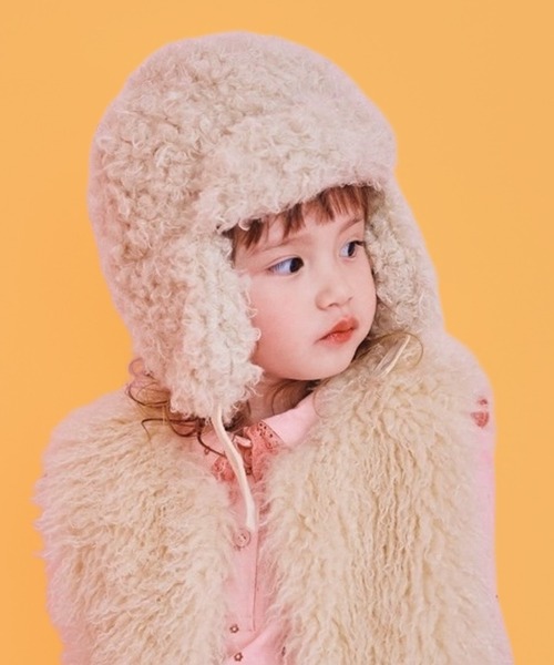 F.O.KIDS(エフオーキッズ)の「F.O.KIDS/エフオーキッズ ファーフライトキャップ フェイクファー もこもこ かわいい おでかけ 防寒 カジュアル 2026秋冬(キャップ・キッズ・ブラウン/ベージュ/クリーム/レッド・52/54)」の2枚目の写真