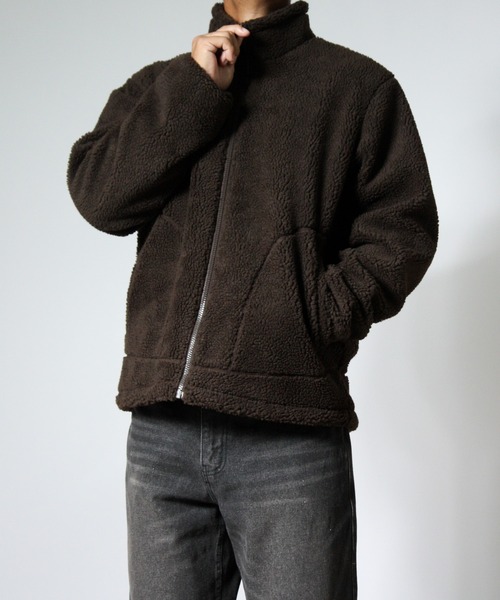 NYLAUS(ナイラス)の「【Nylaus】制電加工 防風 ボアブルゾン スタンドブルゾン(ブルゾン・メンズ・ブラウン/ブラック/アイボリー・M/L/LL)」の3枚目の写真