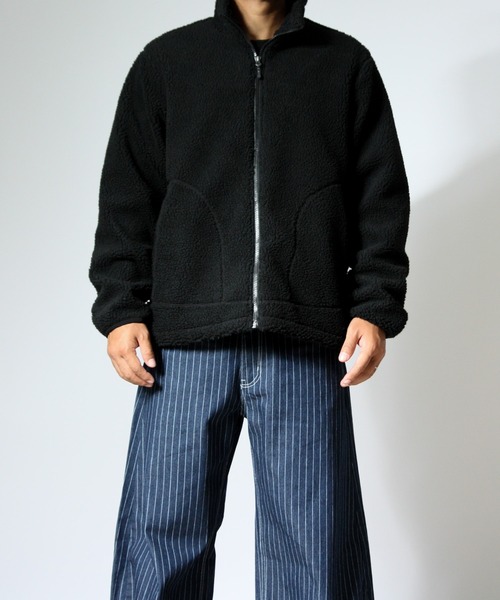 NYLAUS(ナイラス)の「【Nylaus】制電加工 防風 ボアブルゾン スタンドブルゾン(ブルゾン・メンズ・ブラウン/ブラック/アイボリー・M/L/LL)」の4枚目の写真