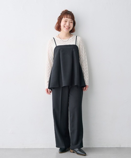 anyfee(エニフィー)の「【anyfee/大きいサイズ】ウーリッシュセミワイドパンツ/イージーケア《セットアップ対応/上下別売り》(その他パンツ・レディース・ブラック/アイボリー/グレー/ブラウン・4L1/3L1/LL1/4L/LL/5L1/5L/3L)」の6枚目の写真