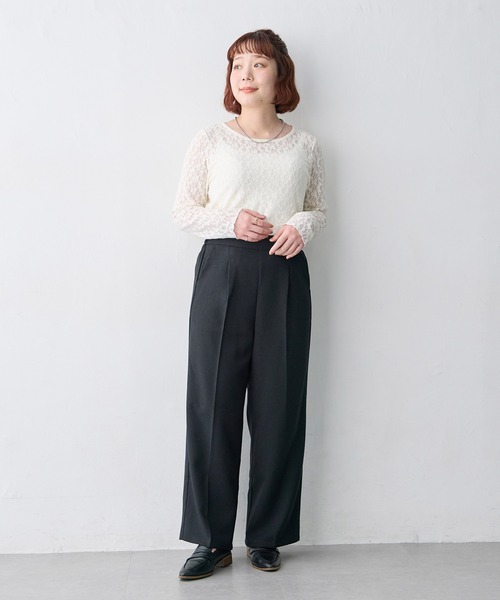 anyfee(エニフィー)の「【anyfee/大きいサイズ】ウーリッシュセミワイドパンツ/イージーケア《セットアップ対応/上下別売り》(その他パンツ・レディース・ブラック/アイボリー/グレー/ブラウン・4L1/3L1/LL1/4L/LL/5L1/5L/3L)」の14枚目の写真