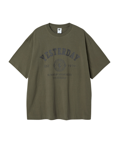 BUBBLPIECE(バブルピース)の「イエスタデイ ロゴTシャツ_カーキ(Tシャツ/カットソー・レディース・その他・LARGE/MEDIUM)」の1枚目の写真