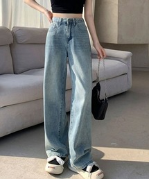 ハイウエスト ベーシックデニムパンツ ヴィンテージ 脚長効果 【オフィスカジュアル】【きれいめカジュアル】 レディース韓国風 夏服 春服 秋服 冬服