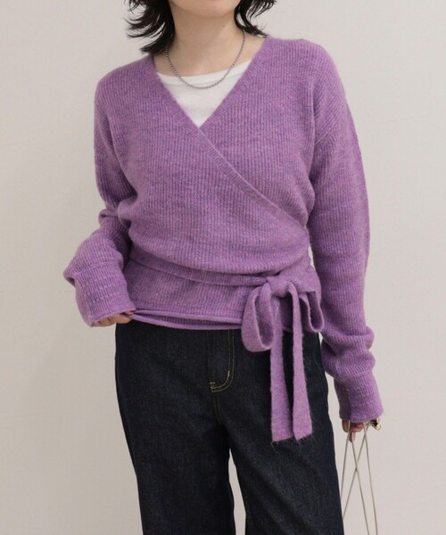 fredy emue(フレディエミュ)の「モヘヤ混カシュクールニットプルオーバー(ニット/セーター・レディース・サックスブルー/グレー/パープル・38)」の3枚目の写真
