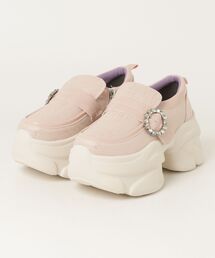 ヨースケYOSUKEウィメンズ厚底スプリットソール甲リングビジュウUモカスニーファー4450103