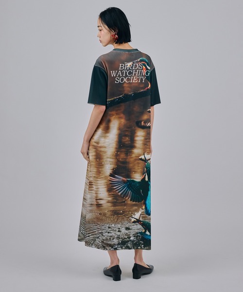 NON TOKYO(ノントーキョー)の「PRINT RIB HALF SLEEVE ONE-PIECE(ワンピース・レディース・ホワイト×ブルー/ブラック系/ブラウン系・2/1)」の10枚目の写真