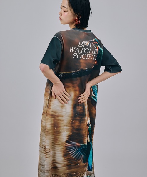 NON TOKYO(ノントーキョー)の「PRINT RIB HALF SLEEVE ONE-PIECE(ワンピース・レディース・ホワイト×ブルー/ブラック系/ブラウン系・2/1)」の11枚目の写真