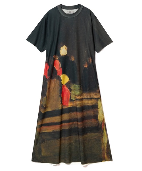 NON TOKYO(ノントーキョー)の「PRINT RIB HALF SLEEVE ONE-PIECE(ワンピース・レディース・ホワイト×ブルー/ブラック系/ブラウン系・2/1)」の14枚目の写真