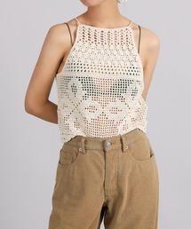 CLANE（クラネ）の「CLANE / クラネ：【レディース】CROCHET CAMI KNIT TOPS：10106-2333[DEA]（タンクトップ）」