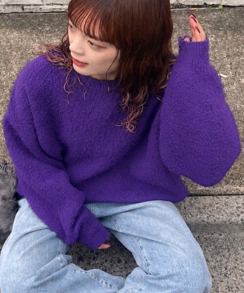 CIAOPANIC TYPY(チャオパニックティピー)の「【ZOZO限定】【UNISEX】シャギーニットプルオーバー(ニット/セーター・レディース・ブラック/パープル/ブラウン/グレー/レッド/ブルー・MEDIUM/LARGE)」の5枚目の写真