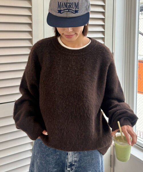 CIAOPANIC TYPY(チャオパニックティピー)の「【ZOZO限定】【UNISEX】シャギーニットプルオーバー(ニット/セーター・レディース・ブラック/パープル/ブラウン/グレー/レッド/ブルー・MEDIUM/LARGE)」の3枚目の写真