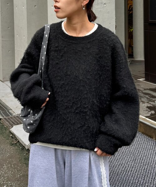 CIAOPANIC TYPY(チャオパニックティピー)の「【ZOZO限定】【UNISEX】シャギーニットプルオーバー(ニット/セーター・レディース・ブラック/パープル/ブラウン/グレー/レッド/ブルー・MEDIUM/LARGE)」の2枚目の写真