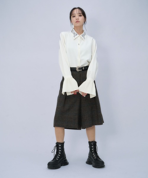 HARE(ハレ)の「ダブルトロミソデプリーツシャツ(HARE)(シャツ/ブラウス・レディース・ホワイト/グレー/ブラック・FREE)」の7枚目の写真