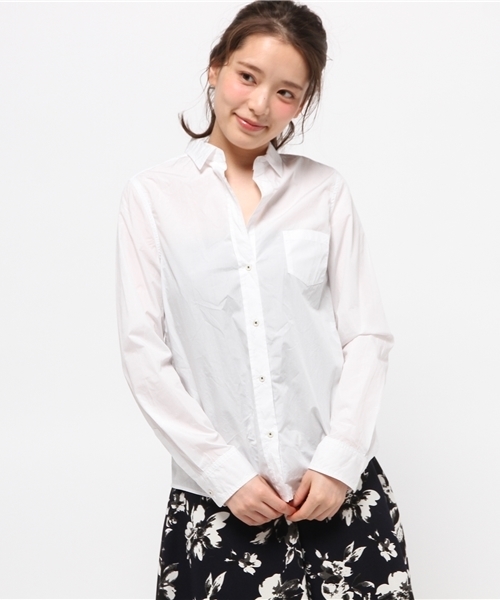 J'studio（ジェイストゥディオ）の「100番単　タイプライターシャツ（シャツ/ブラウス・レディース・ホワイト/ライトカーキ/ピンク系その他/ライトブルー/ピンク/ブルー・11号/7号/9号）」の2枚目の写真