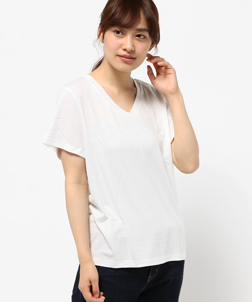 Re:EDIT（リエディ）の「シンプルVネックTシャツ[春夏新作][Re:EDIT/リエディ][リエディオリジナル]（Tシャツ/カットソー・レディース・グレー/ブラック/ワイン/モカ/ホワイト・LARGE/MEDIUM）」の16枚目の写真