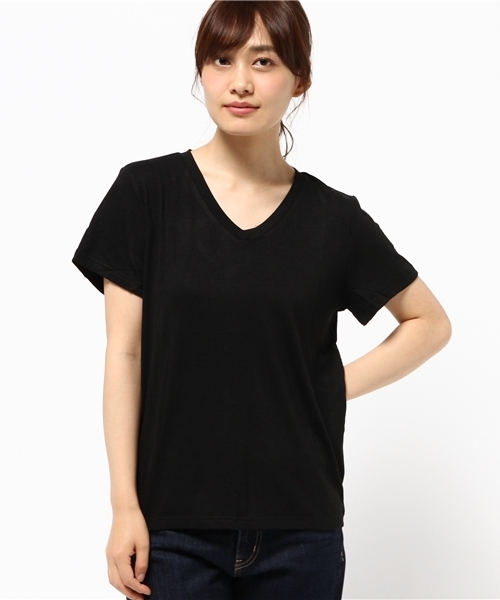 Re:EDIT（リエディ）の「シンプルVネックTシャツ[春夏新作][Re:EDIT/リエディ][リエディオリジナル]（Tシャツ/カットソー・レディース・グレー/ブラック/ワイン/モカ/ホワイト・LARGE/MEDIUM）」の17枚目の写真