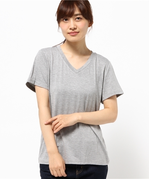 Re:EDIT（リエディ）の「シンプルVネックTシャツ[春夏新作][Re:EDIT/リエディ][リエディオリジナル]（Tシャツ/カットソー・レディース・グレー/ブラック/ワイン/モカ/ホワイト・LARGE/MEDIUM）」の18枚目の写真