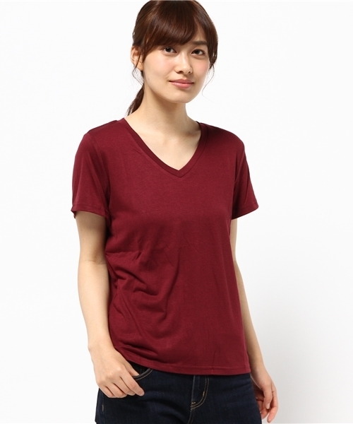 Re:EDIT（リエディ）の「シンプルVネックTシャツ[春夏新作][Re:EDIT/リエディ][リエディオリジナル]（Tシャツ/カットソー・レディース・グレー/ブラック/ワイン/モカ/ホワイト・LARGE/MEDIUM）」の19枚目の写真