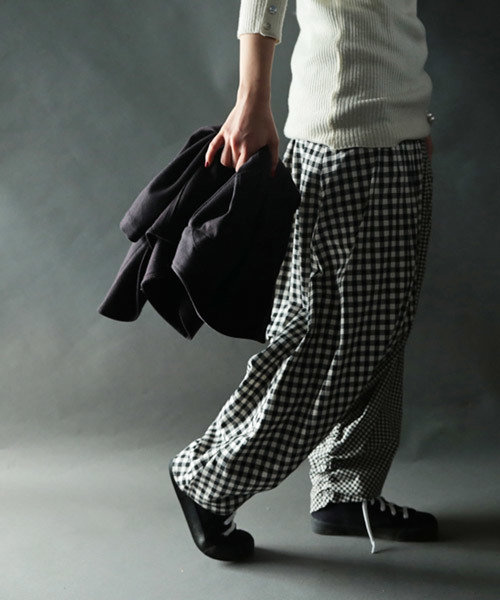 antiqua（アンティカ）の「チェック柄ワイドサルエルパンツ