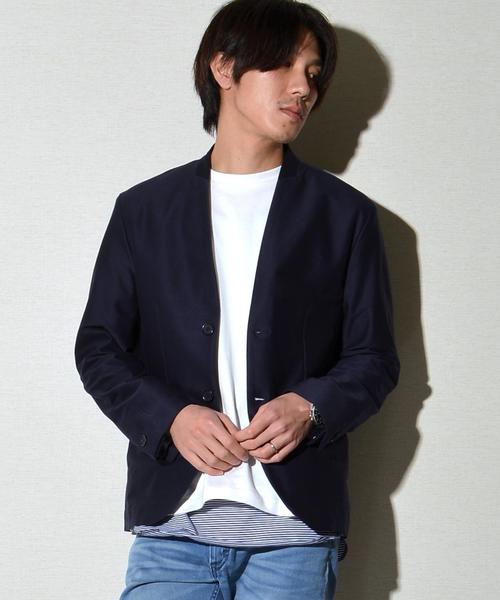 SHIPS JET BLUE（シップスジェットブルー）の「SHIPS JET BLUE: ノーカラージャケット（ノーカラージャケット・メンズ・グレー/ネイビー/ベージュ・SMALL/MEDIUM/LARGE）」の3枚目の写真