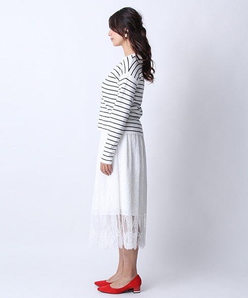 Andemiu（アンデミュウ）の「【ニットとスカートのコーディネートセット!】ニット／レースＳＥＴＵＰ748006（ワンピース・レディース・ライトブルー/ホワイト/キャメル・FREE）」の10枚目の写真