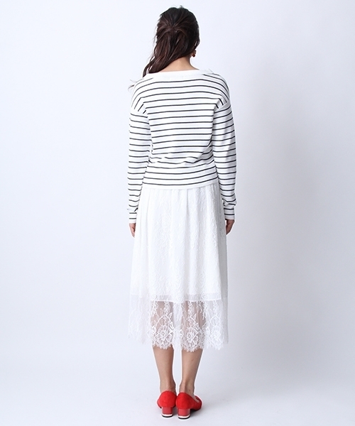 Andemiu（アンデミュウ）の「【ニットとスカートのコーディネートセット!】ニット／レースＳＥＴＵＰ748006（ワンピース・レディース・ライトブルー/ホワイト/キャメル・FREE）」の11枚目の写真