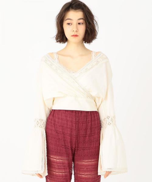 Another Edition（アナザーエディション）の「リバーレースカシュクールブラウス ◆（シャツ/ブラウス・レディース・オフホワイト/ブラウン・フリー）」の16枚目の写真