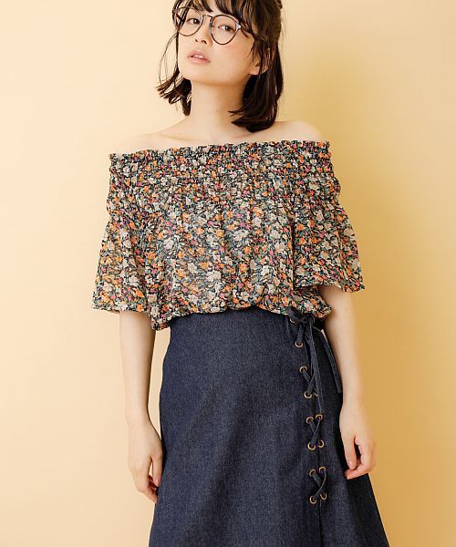 OLIVE des OLIVE(オリーブデオリーブ)の「★花柄オフショルブラウス(シャツ/ブラウス・レディース・ブラック/イエロー/レッド・FREE)」の10枚目の写真
