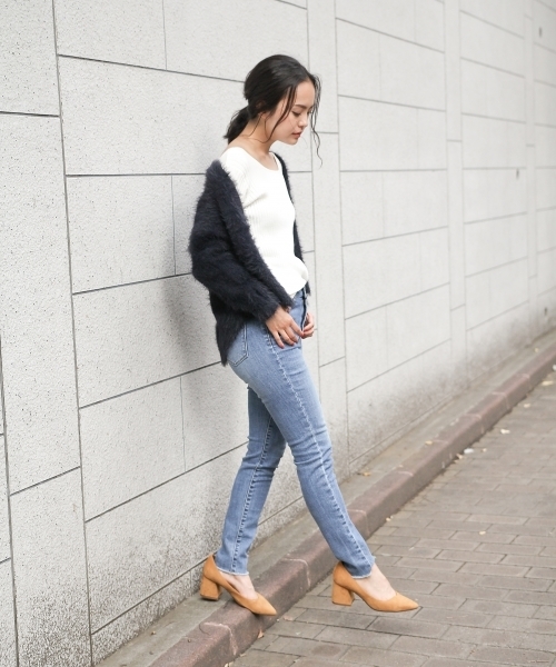 laboratory work（ラボラトリーワーク）の「ふわふわフェザーヤーンルーズカーデ（カーディガン/ボレロ・レディース・ブラック/ピンク/ライトグレー・MEDIUM）」の12枚目の写真