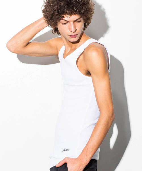 NUMBER (N)INE DENIM（ナンバーナインデニム）の「NUMBER (N)INE DENIM(ナンバーナインデニム)NUMBER(N)INE×HANES コラボ リブタンクトップ（タンクトップ・メンズ・ヘザーグレー/ホワイト/ブラック・MEDIUM/LARGE/SMALL）」の4枚目の写真