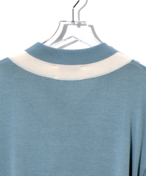 STUDIOUS（ステュディオス）の「【STUDIOUS】シルクブレンドVネックチルデンハーフスリーブニット（ニット/セーター・メンズ・ネイビー/サックスブルー/ブラック・1/2/3）」の9枚目の写真