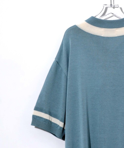 STUDIOUS（ステュディオス）の「【STUDIOUS】シルクブレンドVネックチルデンハーフスリーブニット（ニット/セーター・メンズ・ネイビー/サックスブルー/ブラック・1/2/3）」の10枚目の写真