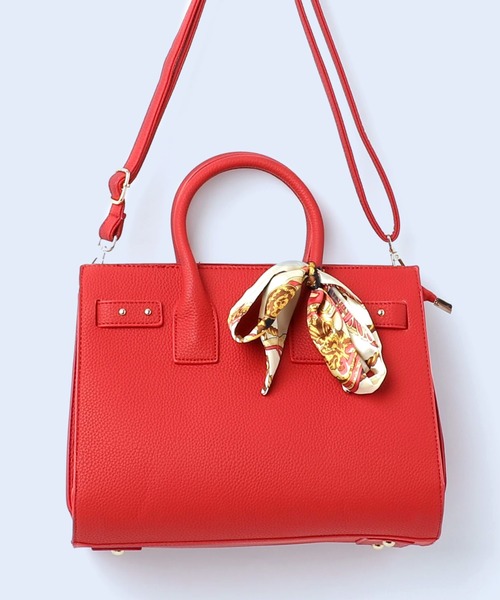 florist(フローリスト)の「【2way】スカーフ付きオフィストートバッグ(ハンドバッグ・レディース・ホワイト/ブラック/ベージュ/ネイビー/グレー/レッド/カーキ・FREE)」の7枚目の写真