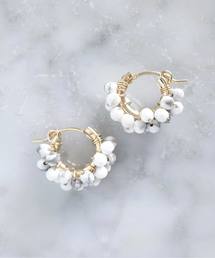 【marinaJEWELRY】14kgf/Howlite pavé pierced earring