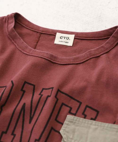 CUBE SUGAR(キューブシュガー)の「天竺パウダー加工リメイク風Tシャツ(Tシャツ/カットソー・レディース・チャコール/ネイビー/レッド/カーキ・M)」の10枚目の写真