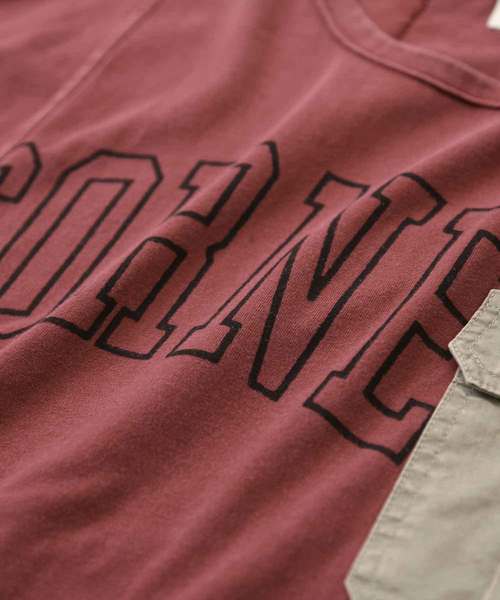 CUBE SUGAR(キューブシュガー)の「天竺パウダー加工リメイク風Tシャツ(Tシャツ/カットソー・レディース・チャコール/ネイビー/レッド/カーキ・M)」の12枚目の写真