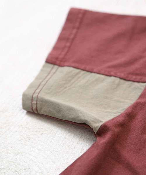 CUBE SUGAR(キューブシュガー)の「天竺パウダー加工リメイク風Tシャツ(Tシャツ/カットソー・レディース・チャコール/ネイビー/レッド/カーキ・M)」の16枚目の写真