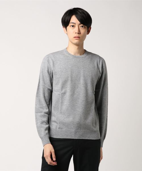 ENTRE AMIS(アントレ アミ)の「ENTRE AMIS カシミアクルーネックニット(ニット/セーター・メンズ・ライトグレー/ベージュ/ネイビー・S/M)」の1枚目の写真